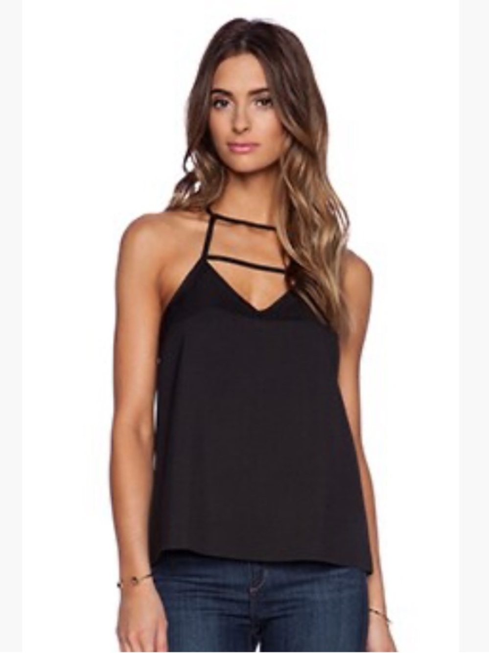 Elliatt The Shot Cami Tank Black Strappy Size S Revolve
